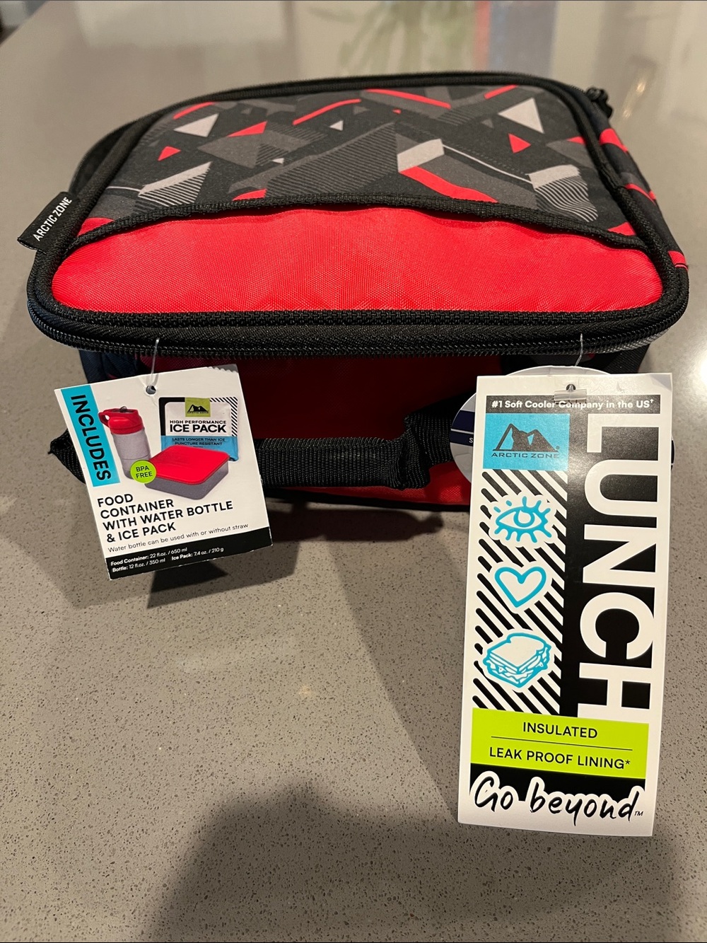 Arctic Zone Kids Insulated Lunch Bag - Red & Black